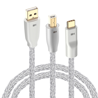 開博爾純銀USB解碼線A轉B電腦C轉B聲卡typec接音箱DAC音頻連接線